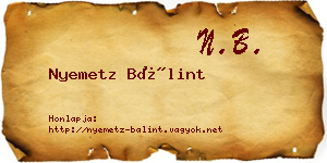 Nyemetz Bálint névjegykártya